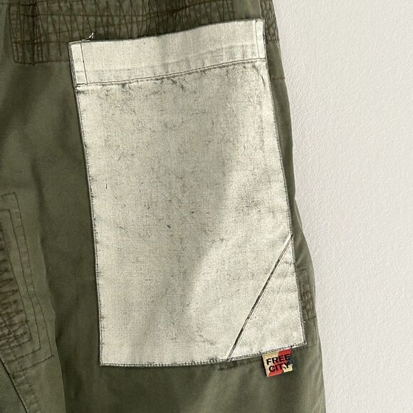 Free City Pants Size XS Olive Green Jogger Patchwork Zipper Cotton - Picture 13 of 13